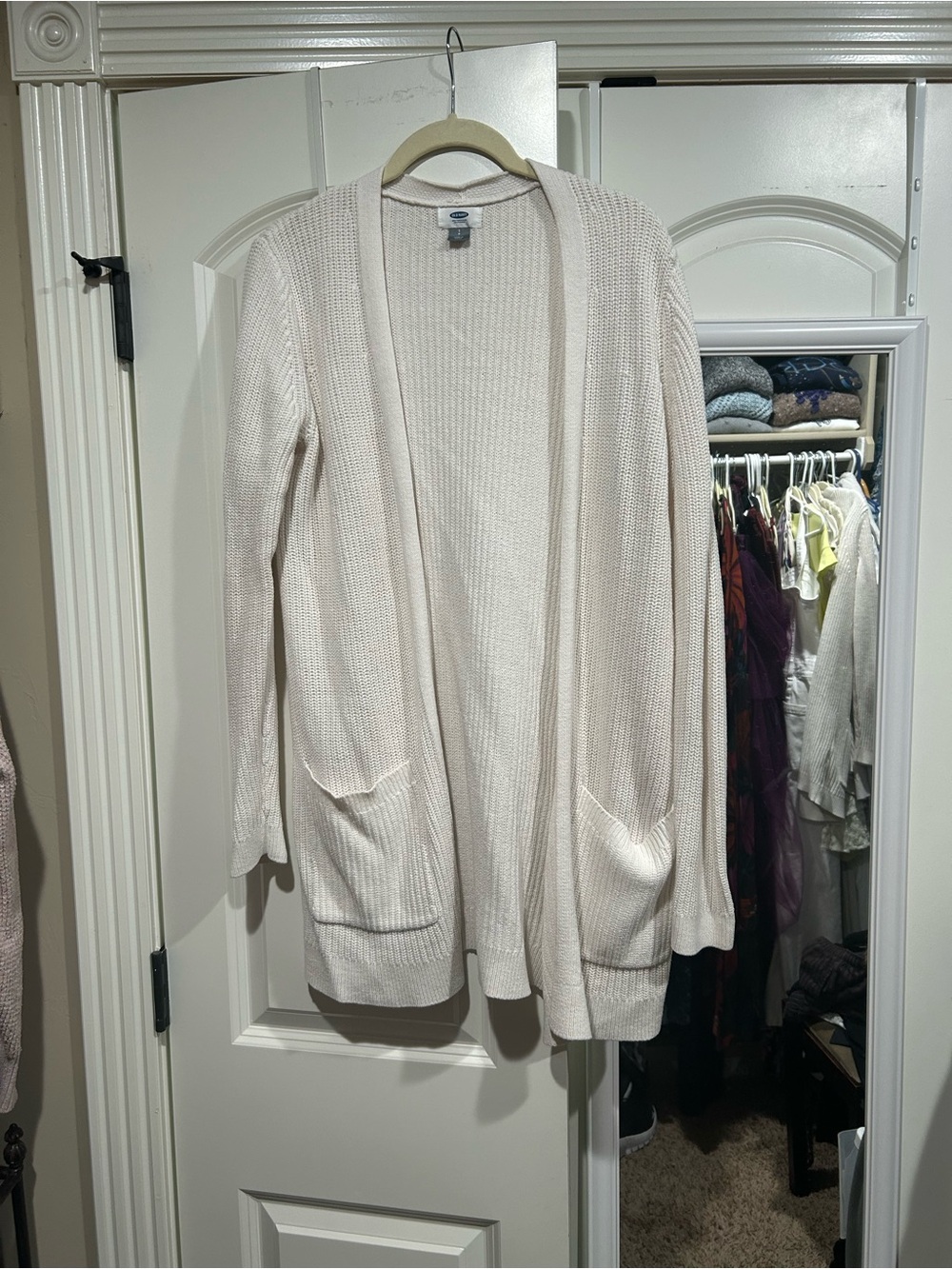 Old Navy Light Cream Open-Front Knit Cardigan